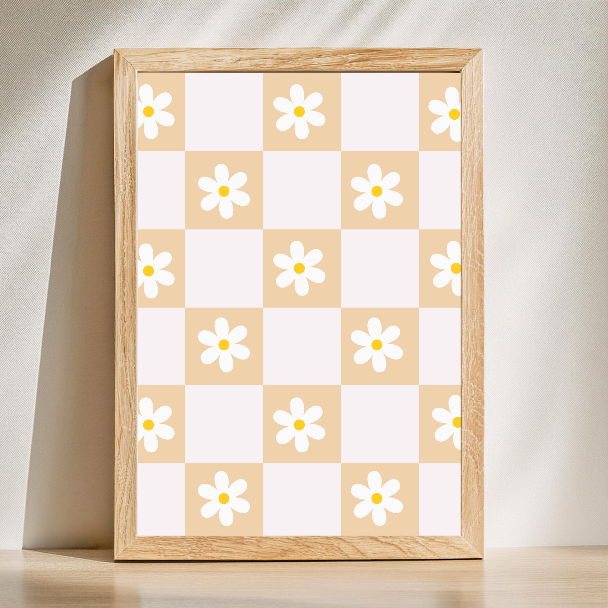 Daisy Gingham Boho Printable Wall Art Beautiful Nursery Wall Art-Digital Download
