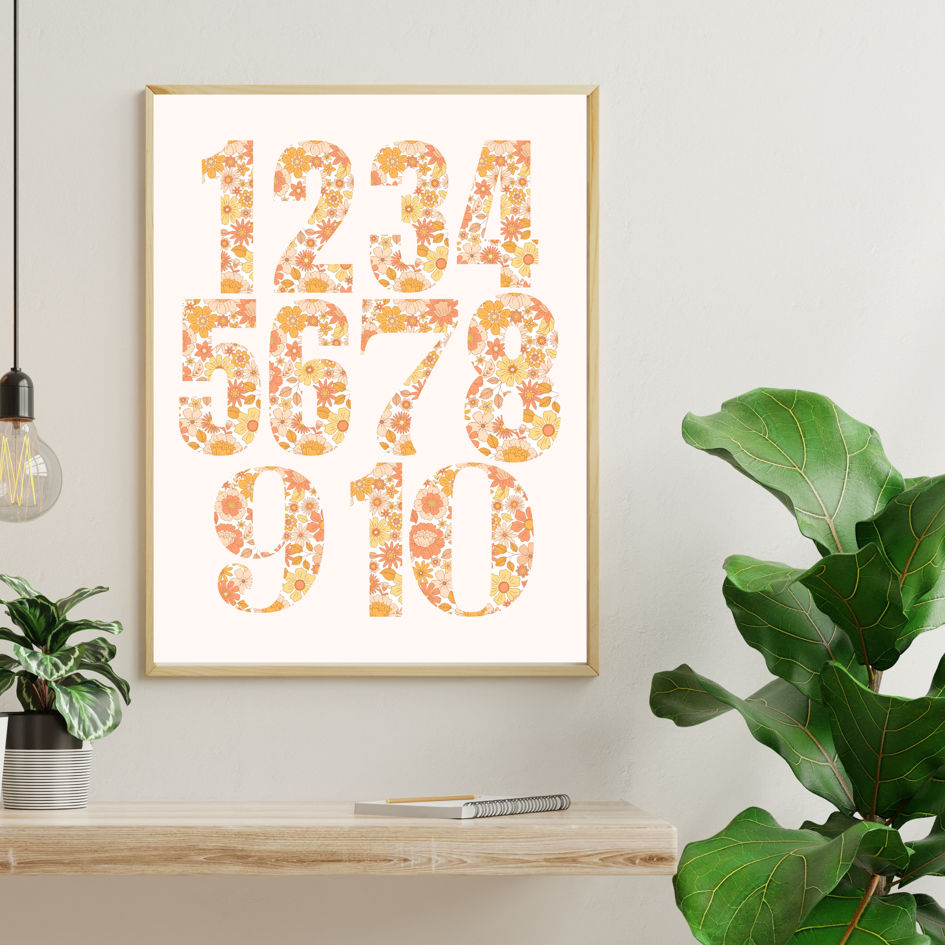 Retro Floral Boho Printable Nursery Wall Art ABC Alphabet Print