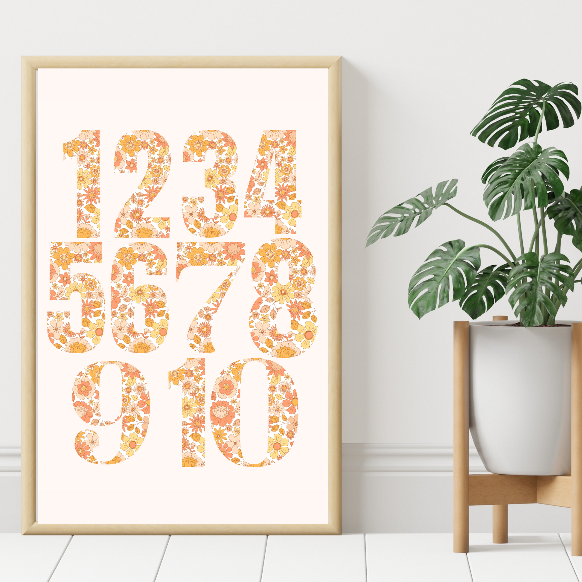 Retro Floral Boho Printable Nursery Wall Art ABC Alphabet Print