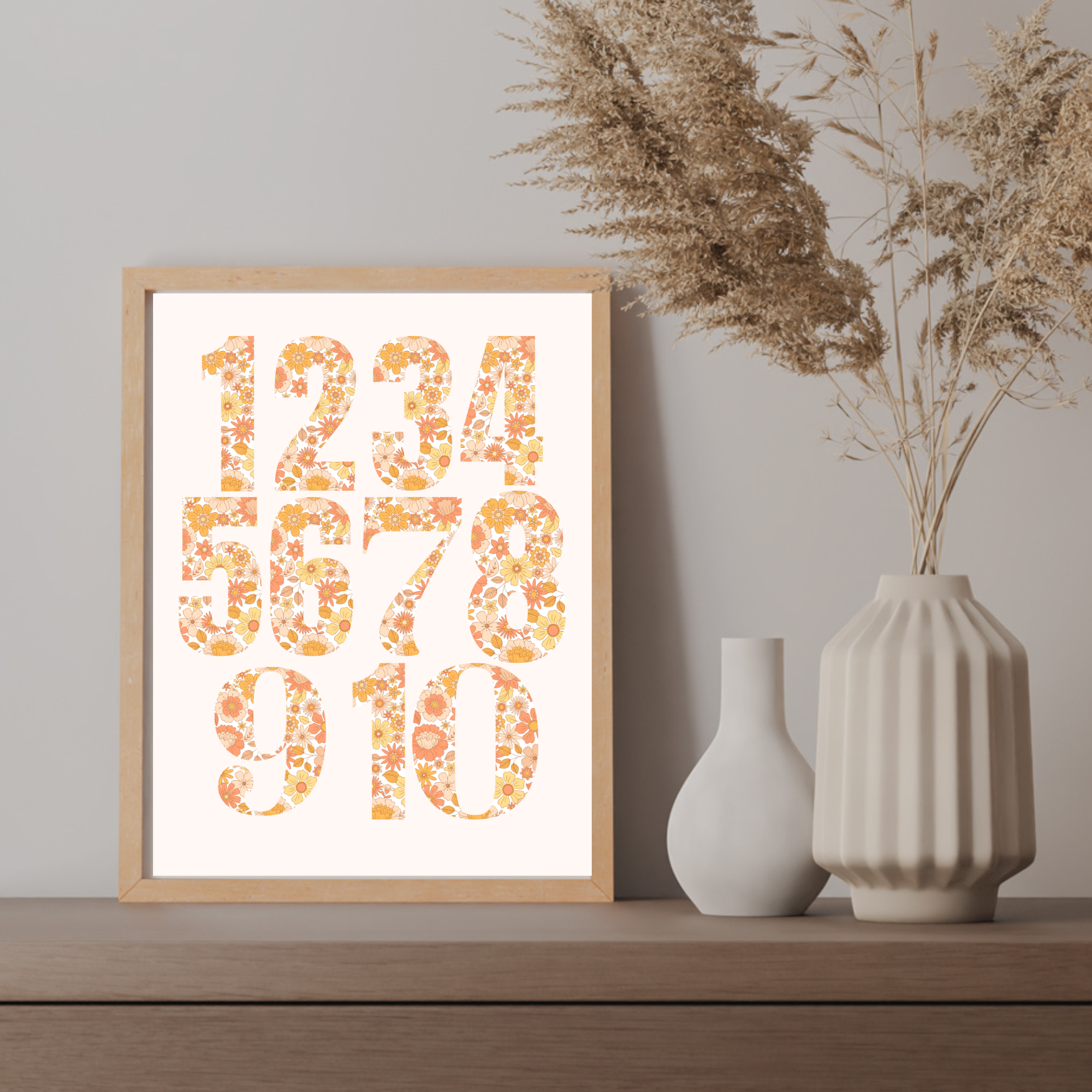 Retro Floral Boho Printable Nursery Wall Art ABC Alphabet Print