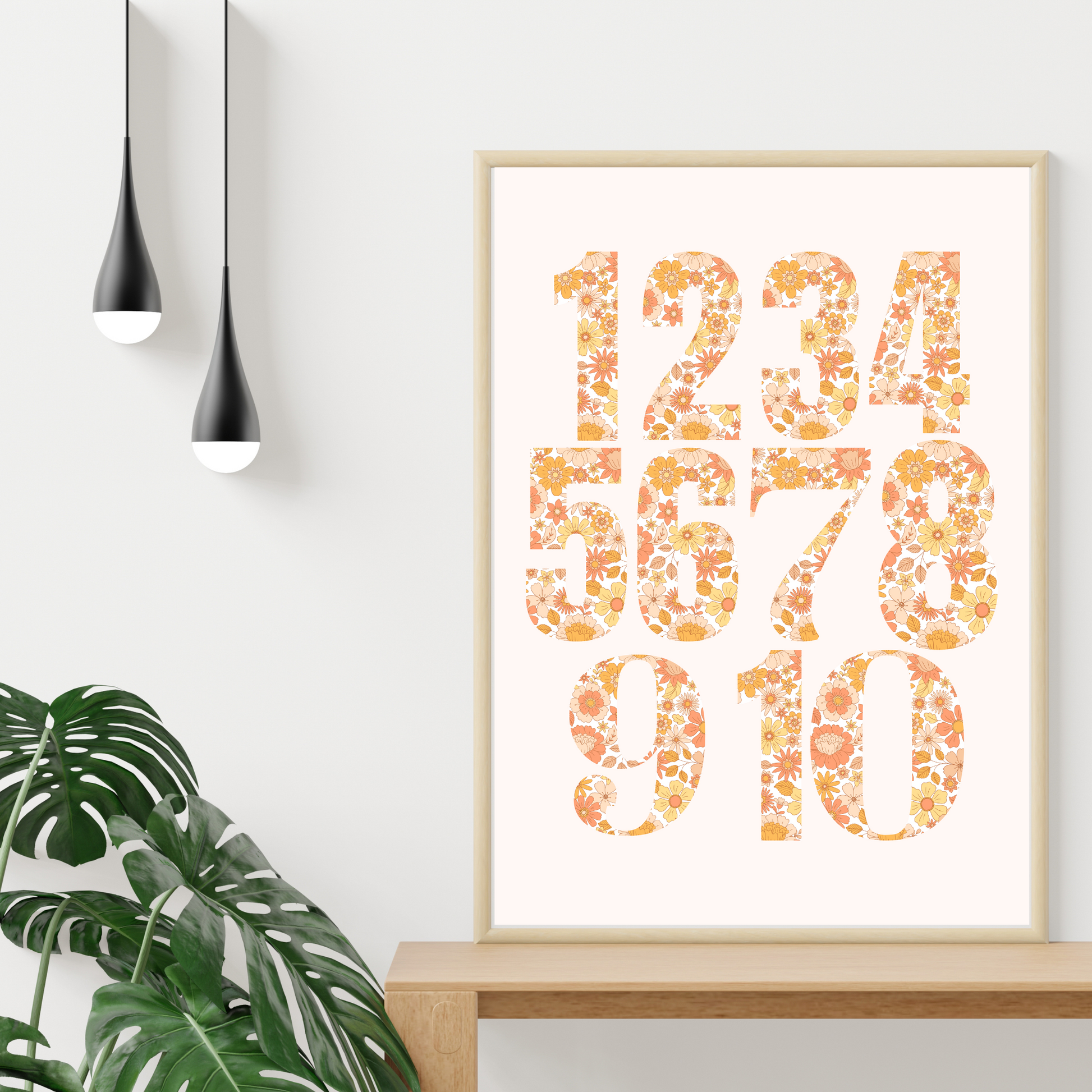 Retro Floral Boho Printable Nursery Wall Art ABC Alphabet Print