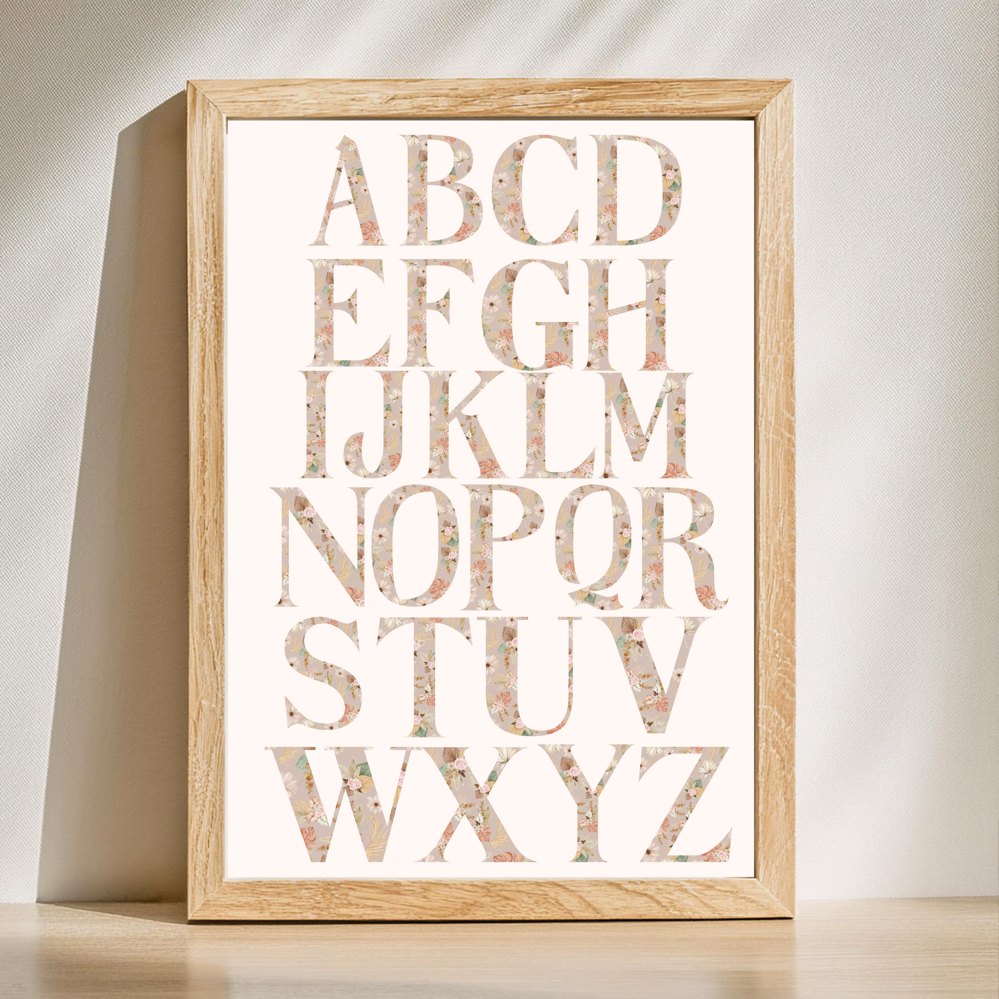 Boho Floral ABC Alphabet Poster