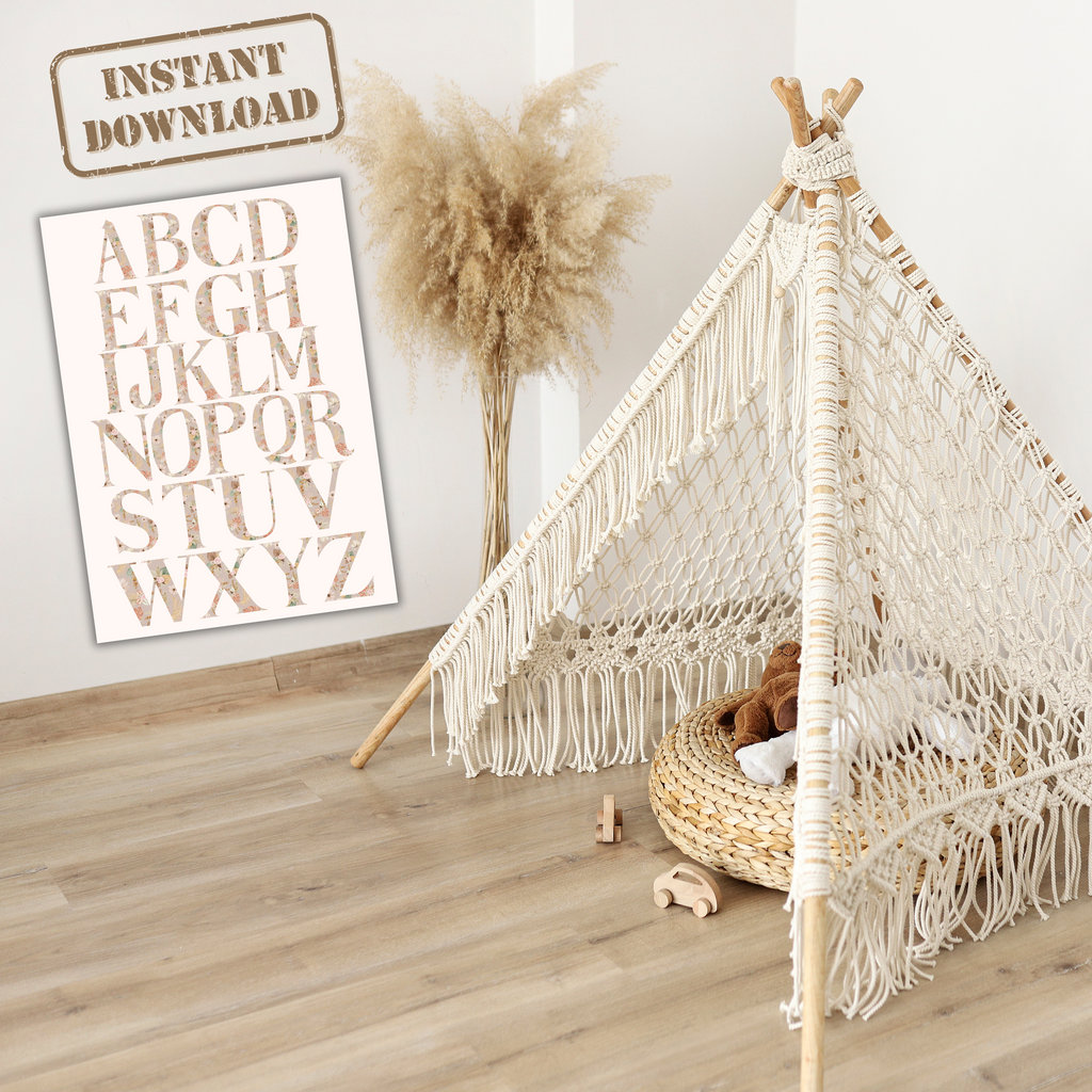 Boho Floral ABC Alphabet Poster