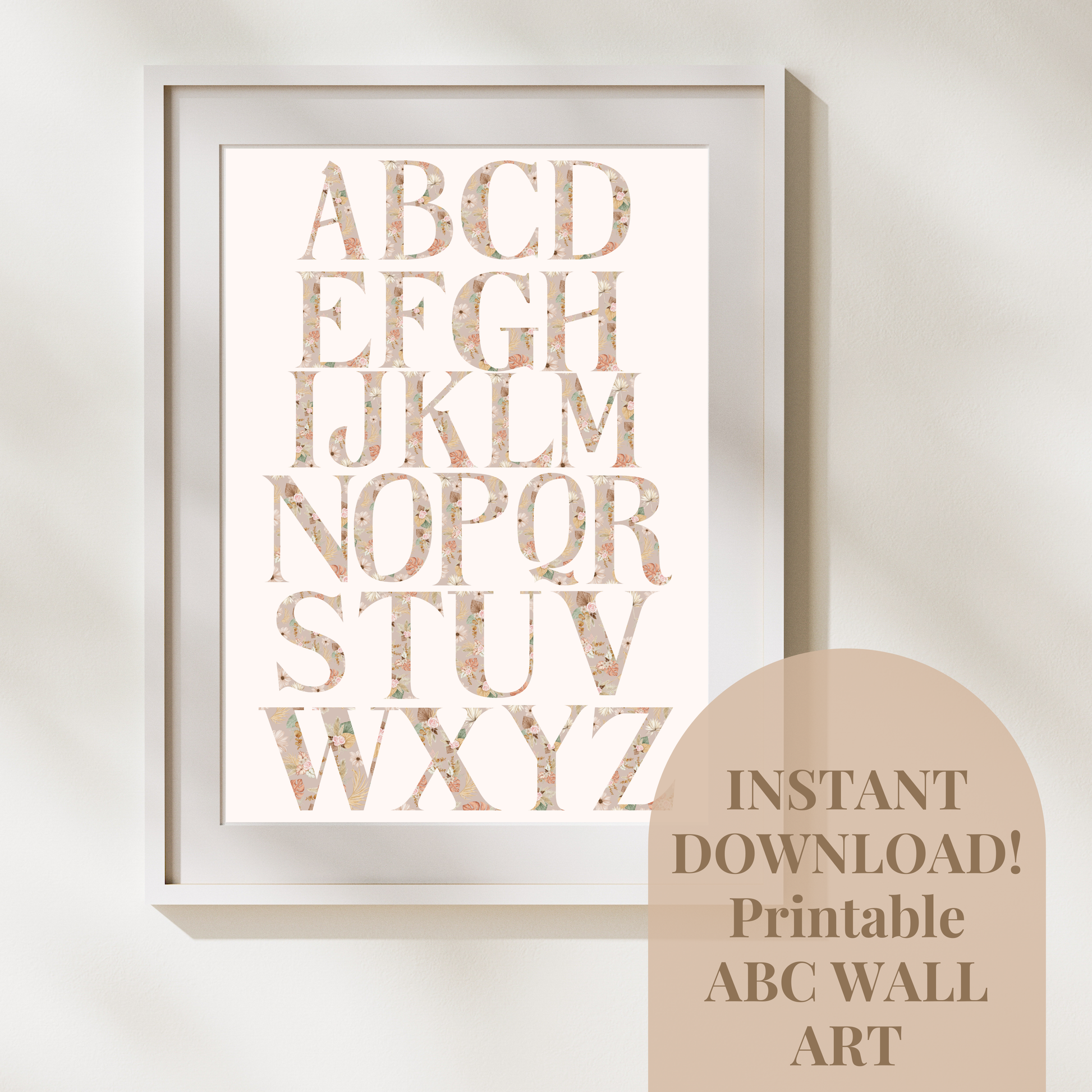 Boho Floral ABC Alphabet Poster