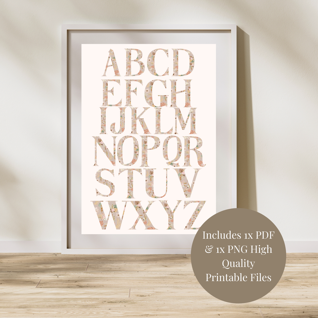 Boho Floral ABC Alphabet Poster