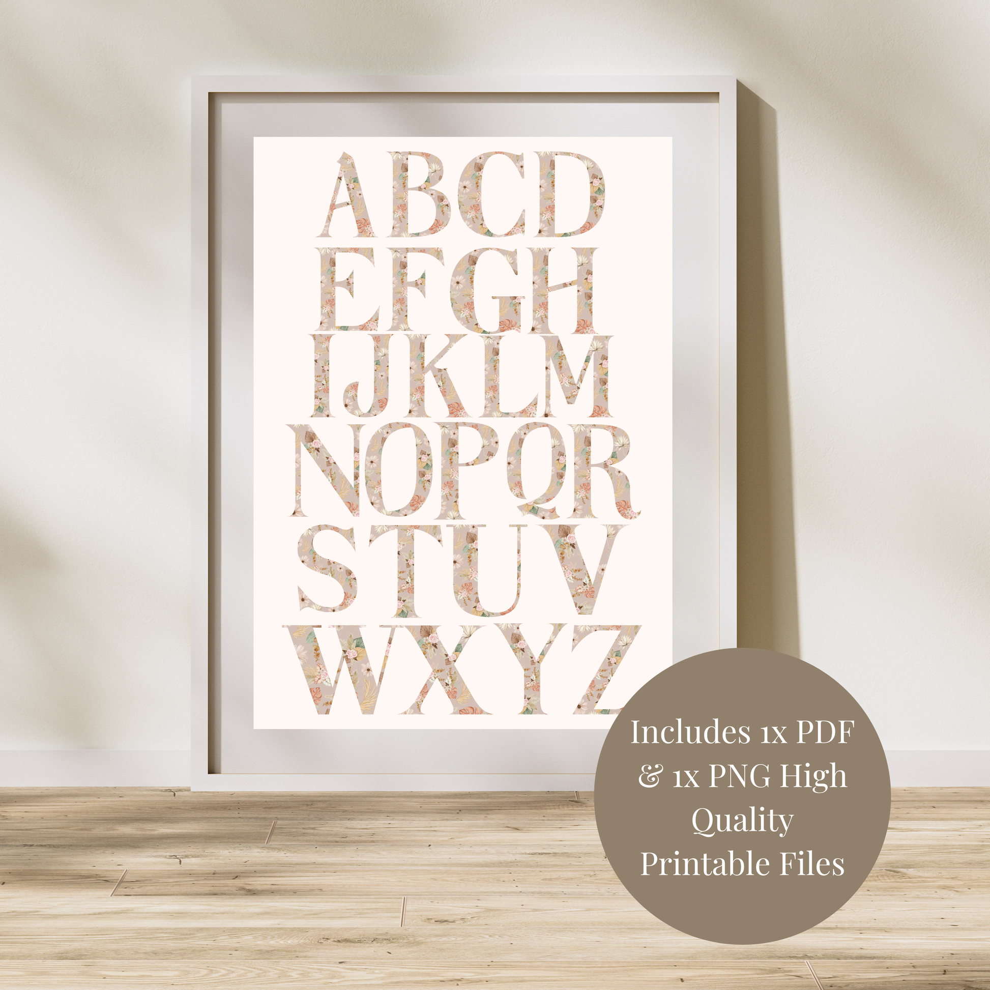 Boho Floral ABC Alphabet Poster