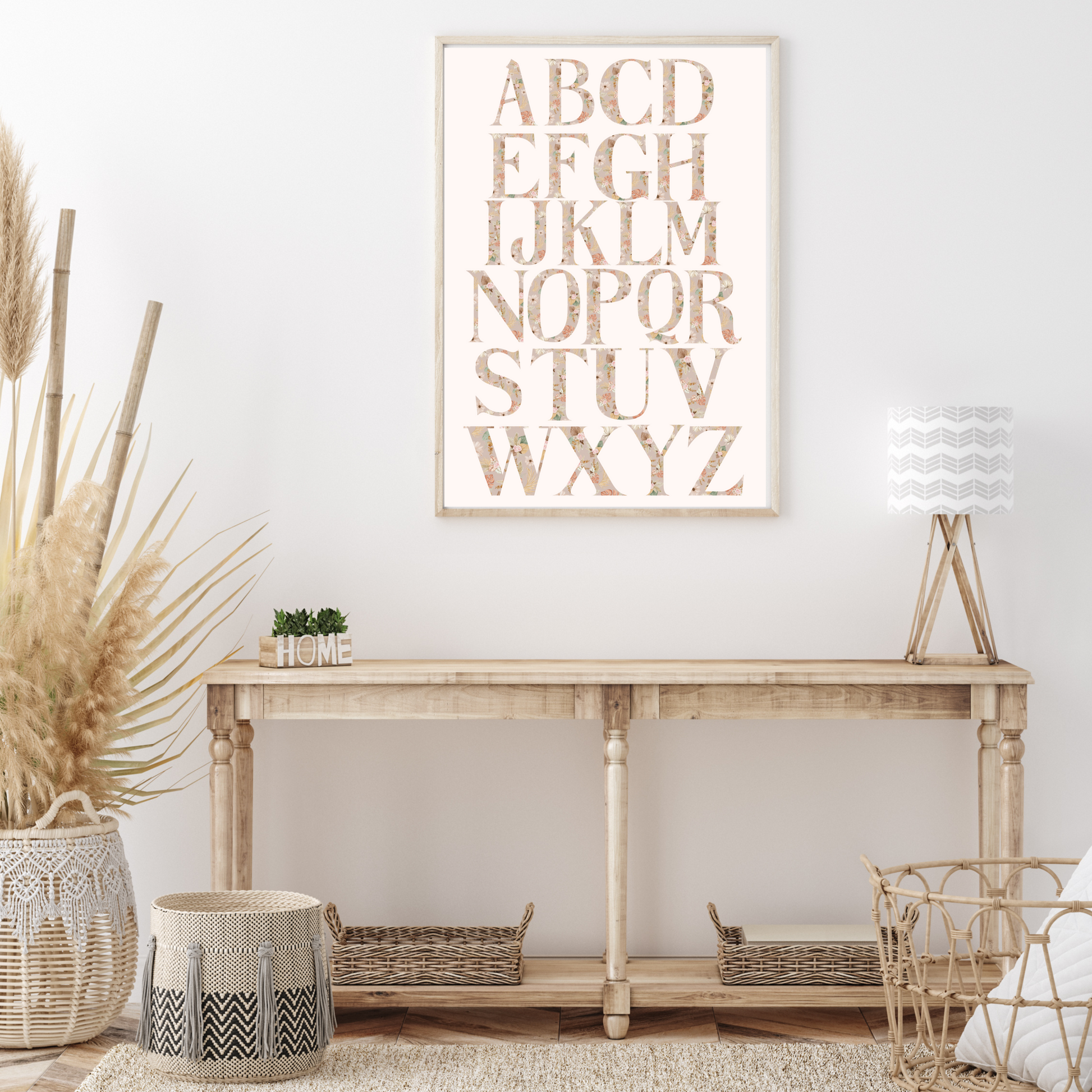 Boho Floral ABC Alphabet Poster