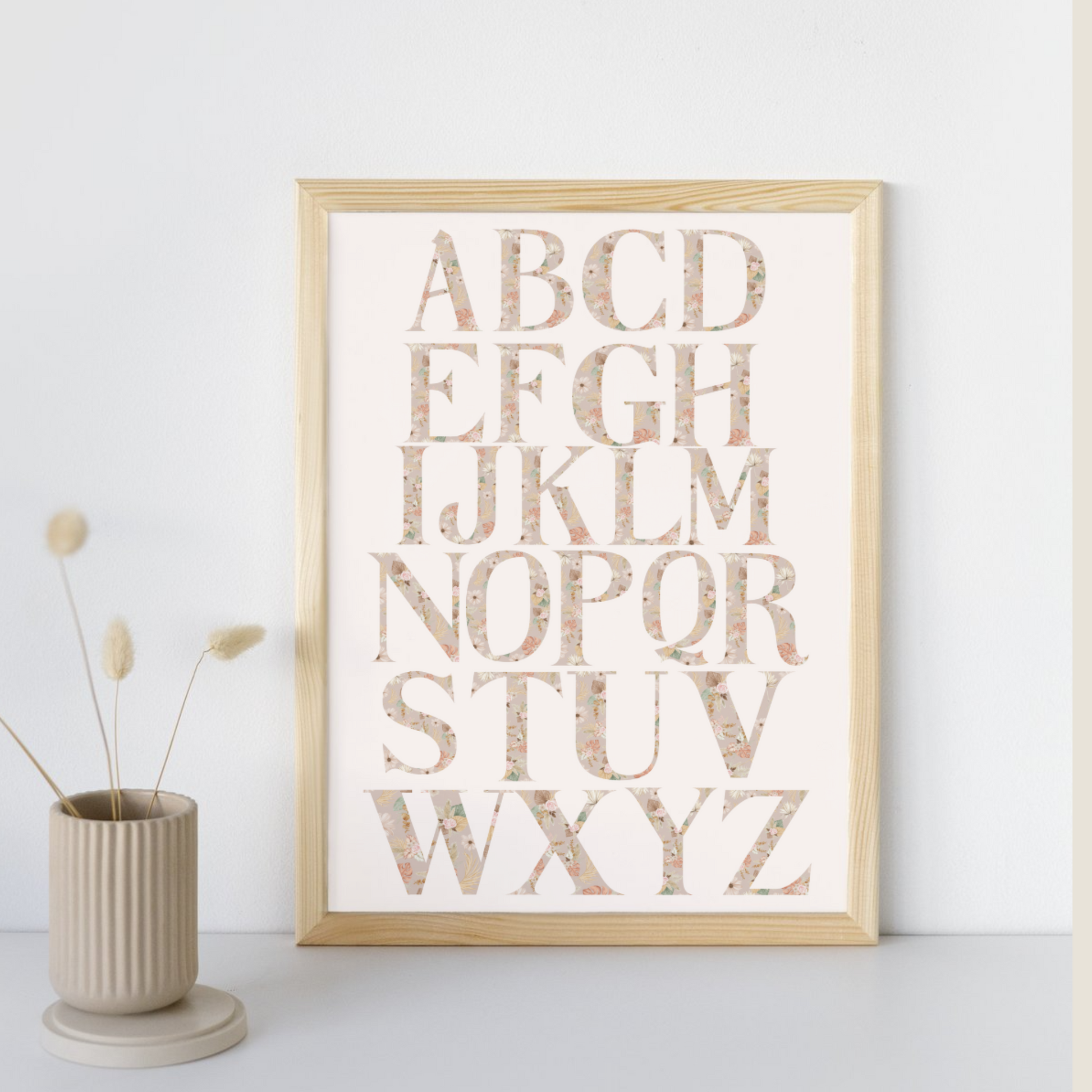 Boho Floral ABC Alphabet Poster