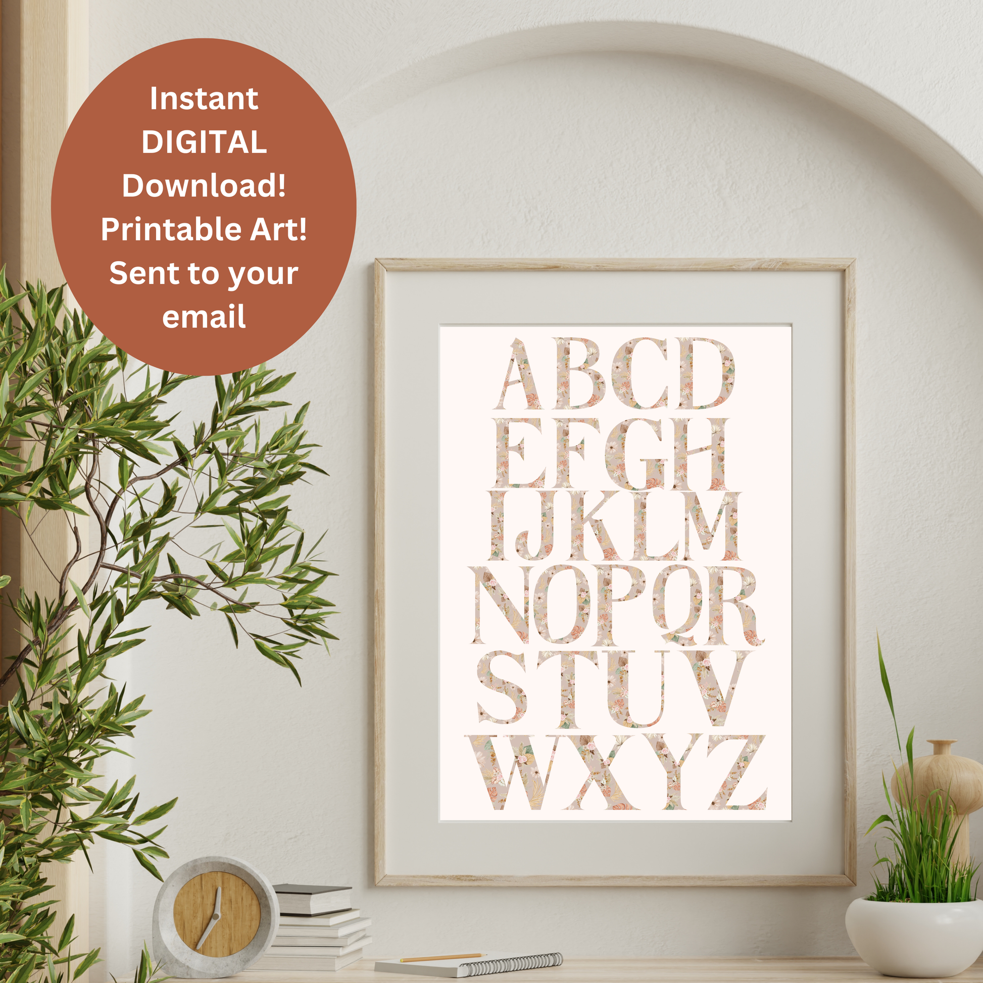 Boho Floral ABC Alphabet Poster