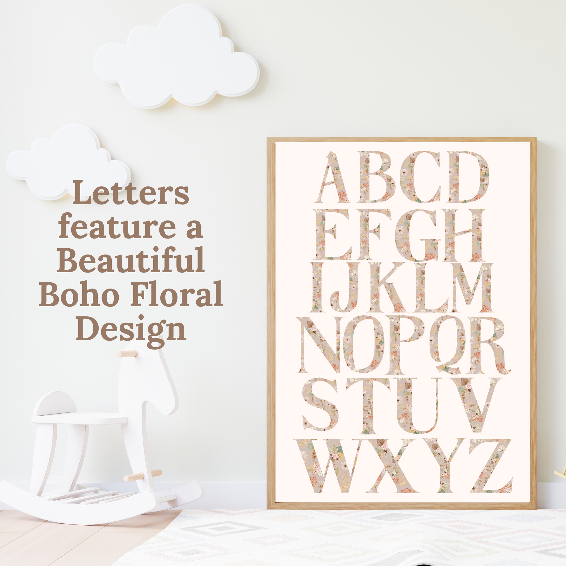 Boho Floral ABC Alphabet Poster