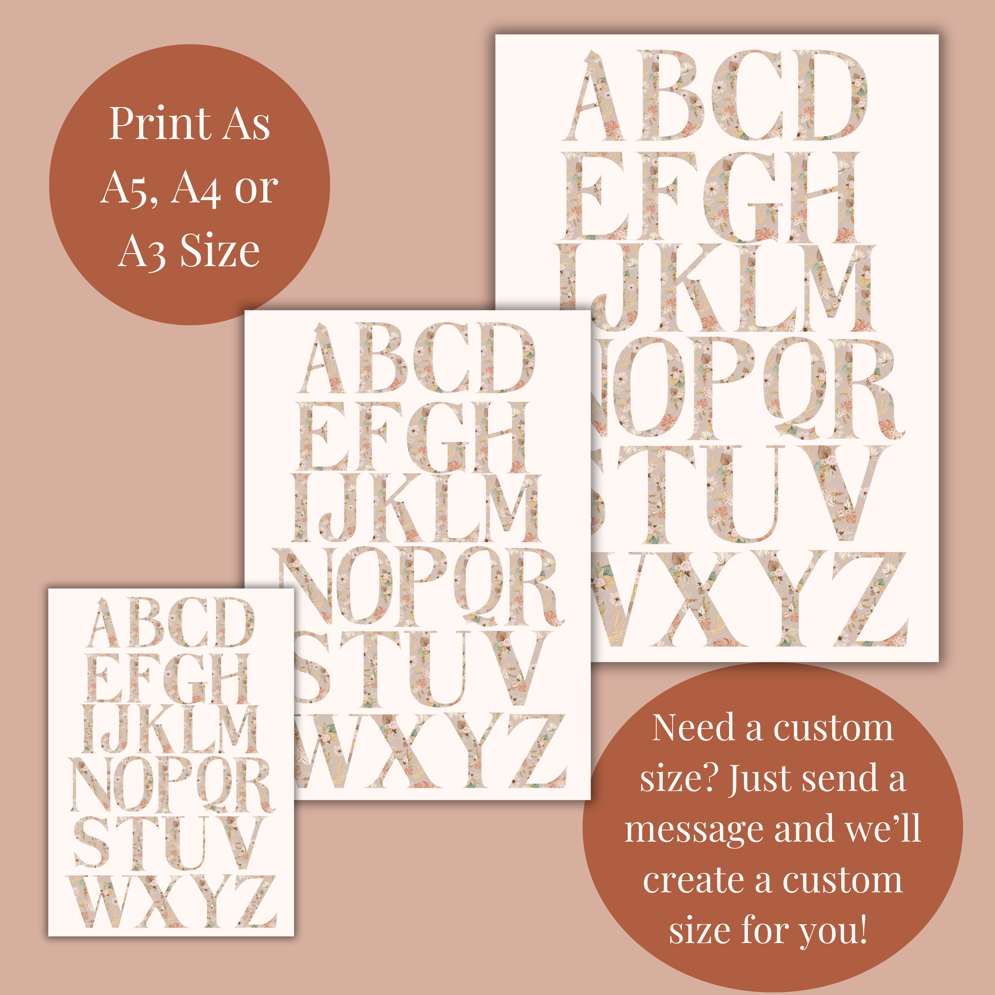Boho Floral ABC Alphabet Poster
